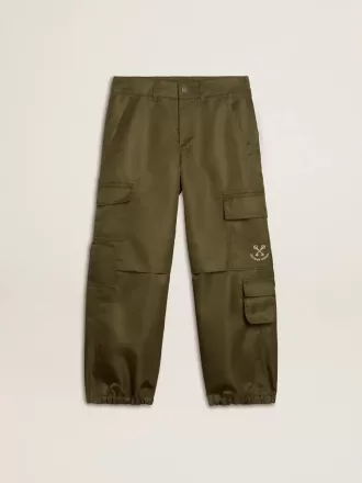 Pantaloni cargo pentru copii în verde militar