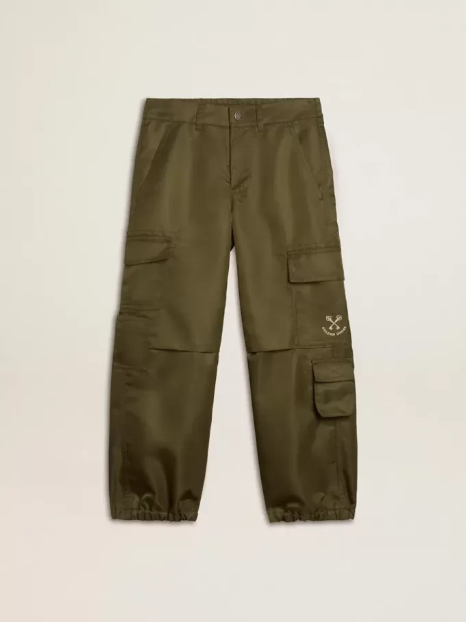 Pantaloni cargo pentru copii în verde militar