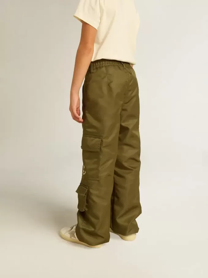 Pantaloni cargo pentru copii în verde militar