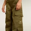 Pantaloni cargo pentru copii în verde militar