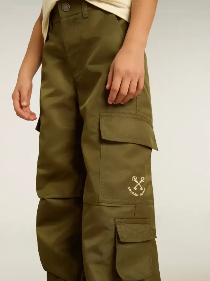 Pantaloni cargo pentru copii în verde militar