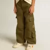 Pantaloni cargo pentru copii în verde militar