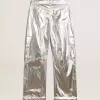 Pantaloni cargo pentru femei din țesătură tehnică argintie Pantaloni cargo pentru femei din țesătură tehnică argintie