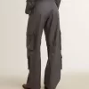 Pantaloni cargo pentru femei din lână albastru deschis Pantaloni cargo pentru femei din lână albastru deschis