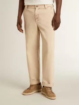Pantaloni chino bej pentru bărbați, cu finisaj uzat Pantaloni chino bej pentru bărbați, cu finisaj uzat