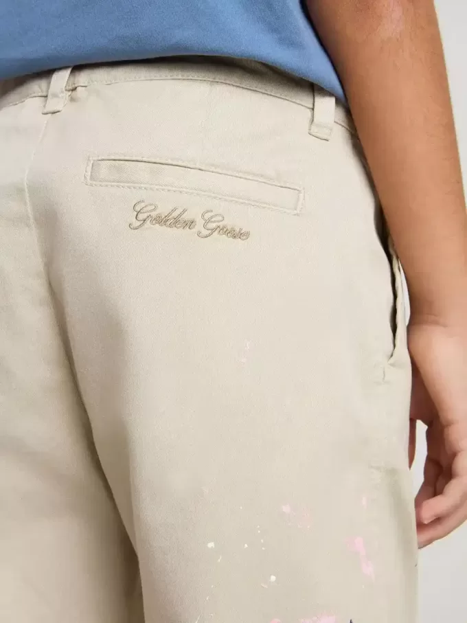 Pantaloni chino bej pentru copii, cu pete multicolore