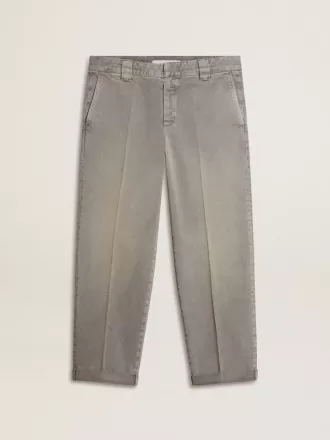 Pantaloni chino din bumbac de culoare gri