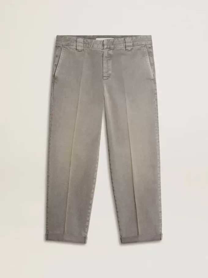 Pantaloni chino din bumbac de culoare gri Pantaloni chino din bumbac de culoare gri