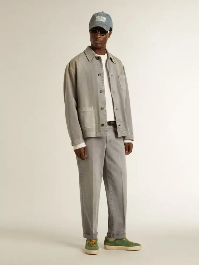 Pantaloni chino din bumbac de culoare gri Pantaloni chino din bumbac de culoare gri
