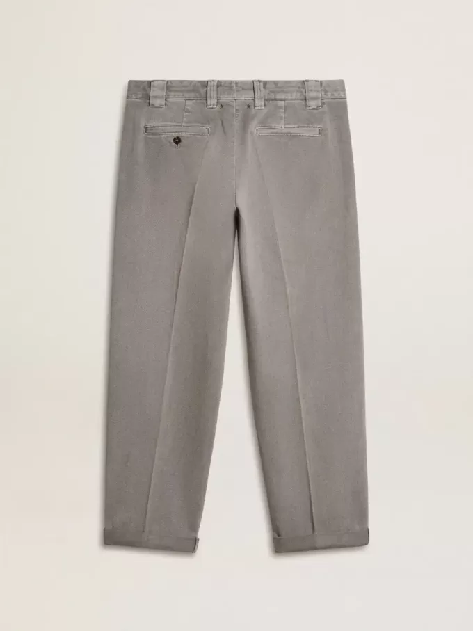Pantaloni chino din bumbac de culoare gri Pantaloni chino din bumbac de culoare gri