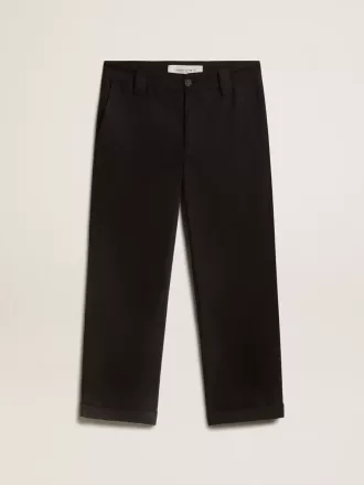 Pantaloni chino din bumbac negru pentru bărbați