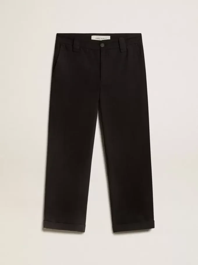 Pantaloni chino din bumbac negru pentru bărbați Pantaloni chino din bumbac negru pentru bărbați