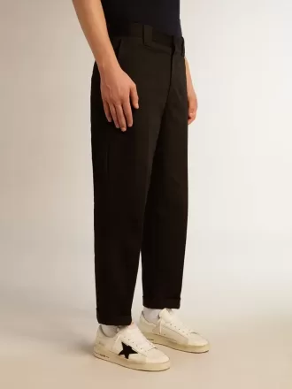 Pantaloni chino din bumbac negru pentru bărbați
