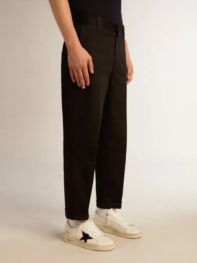 Pantaloni chino din bumbac negru pentru bărbați Pantaloni chino din bumbac negru pentru bărbați