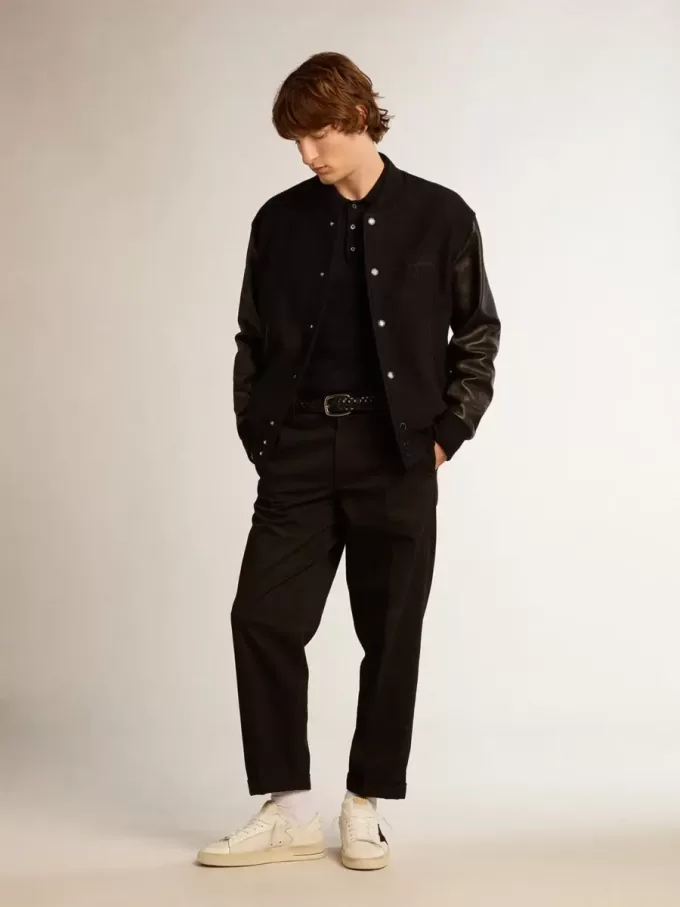 Pantaloni chino din bumbac negru pentru bărbați Pantaloni chino din bumbac negru pentru bărbați
