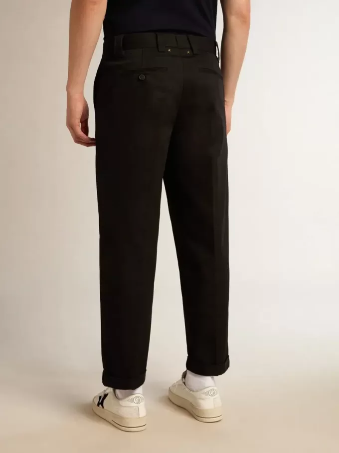 Pantaloni chino din bumbac negru pentru bărbați Pantaloni chino din bumbac negru pentru bărbați