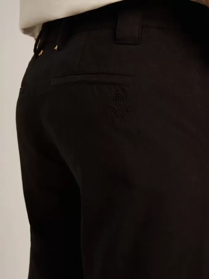 Pantaloni chino din bumbac negru pentru bărbați Pantaloni chino din bumbac negru pentru bărbați
