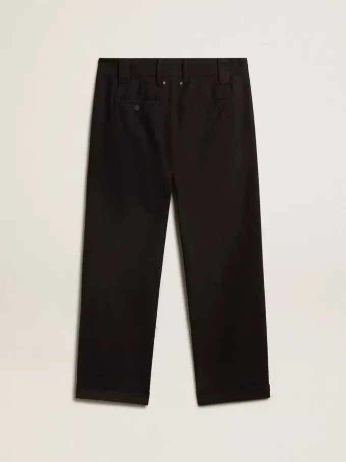 Pantaloni chino din bumbac negru pentru bărbați Pantaloni chino din bumbac negru pentru bărbați