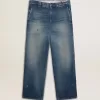Pantaloni chino din denim pentru bărbați, cu detalii uzate