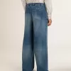 Pantaloni chino din denim pentru bărbați, cu detalii uzate