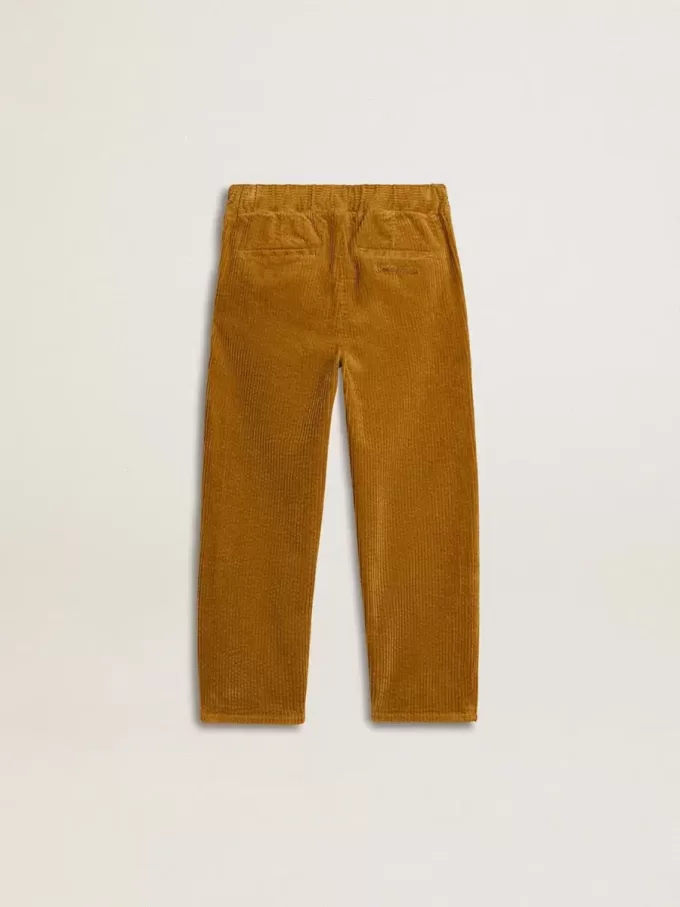 Pantaloni chino pentru băieți, de culoare tutun, cu broderie Pantaloni chino pentru băieți, de culoare tutun, cu broderie