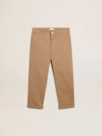 Pantaloni chino pentru băieți din bumbac caramel