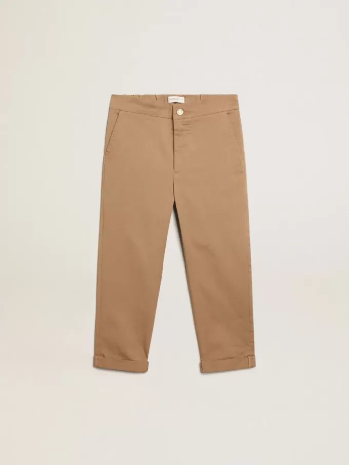 Pantaloni chino pentru băieți din bumbac caramel Pantaloni chino pentru băieți din bumbac caramel