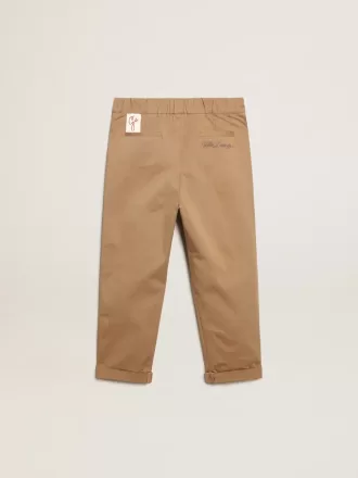 Pantaloni chino pentru băieți din bumbac caramel