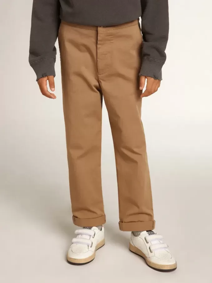 Pantaloni chino pentru băieți din bumbac caramel Pantaloni chino pentru băieți din bumbac caramel