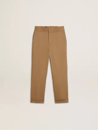 Pantaloni chino pentru copii din bumbac de culoare tutun