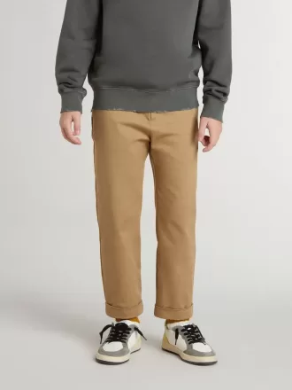Pantaloni chino pentru copii din bumbac de culoare tutun