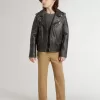 Pantaloni chino pentru copii din bumbac de culoare tutun Pantaloni chino pentru copii din bumbac de culoare tutun