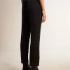 Pantaloni cigarette din lână albastru închis pentru femei Pantaloni cigarette din lână albastru închis pentru femei