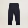 Pantaloni de jogging albastru închis cu dungă albă și stele contrastante Pantaloni de jogging albastru închis cu dungă albă și stele contrastante