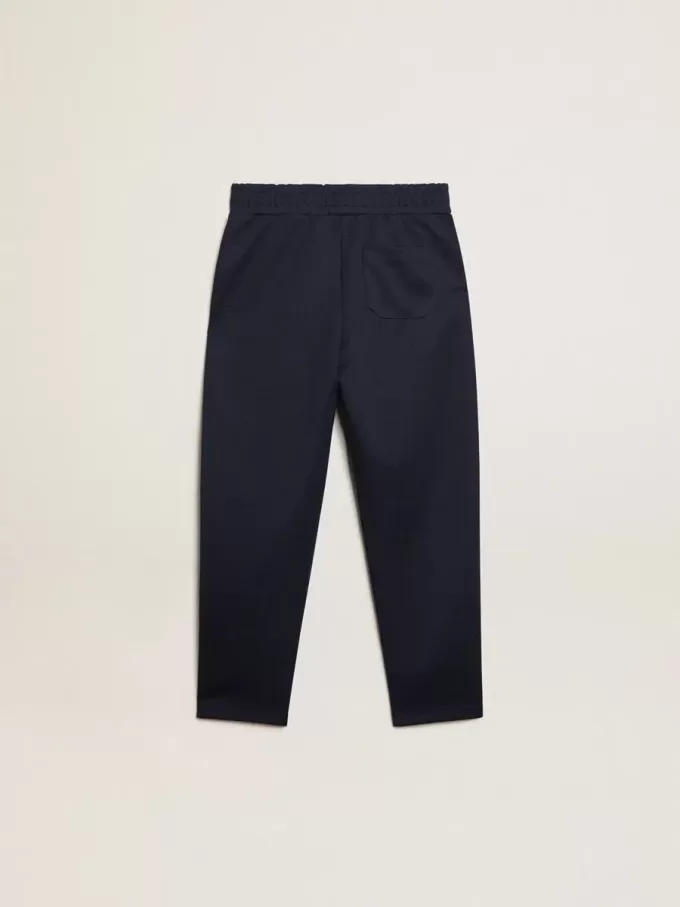 Pantaloni de jogging albastru închis cu dungă albă și stele contrastante Pantaloni de jogging albastru închis cu dungă albă și stele contrastante