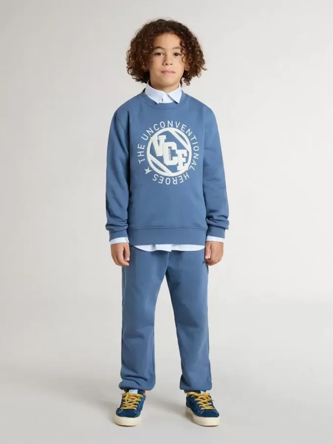 Pantaloni de jogging albastru pentru copii, cu broderie