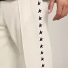 Pantaloni de jogging albi pentru bărbați, cu stele negre pe laterale Pantaloni de jogging albi pentru bărbați, cu stele negre pe laterale