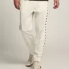 Pantaloni de jogging albi pentru bărbați, cu stele negre pe laterale Pantaloni de jogging albi pentru bărbați, cu stele negre pe laterale