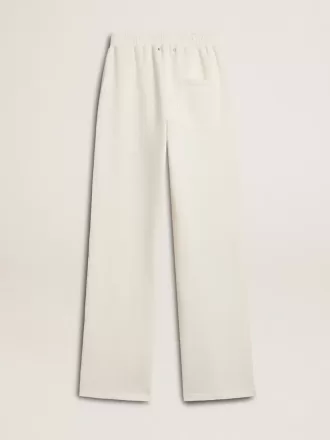 Pantaloni de jogging din bumbac alb pentru femei