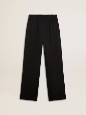 Pantaloni de jogging din lână ușoară, negri, pentru femei