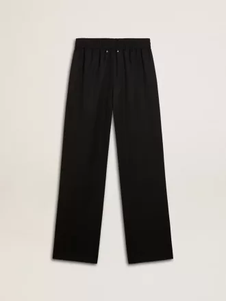 Pantaloni de jogging din lână ușoară, negri, pentru femei