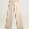 Pantaloni de jogging din mătase și viscoză bej deschis pentru femei Pantaloni de jogging din mătase și viscoză bej deschis pentru femei