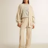 Pantaloni de jogging din mătase și viscoză bej deschis pentru femei Pantaloni de jogging din mătase și viscoză bej deschis pentru femei