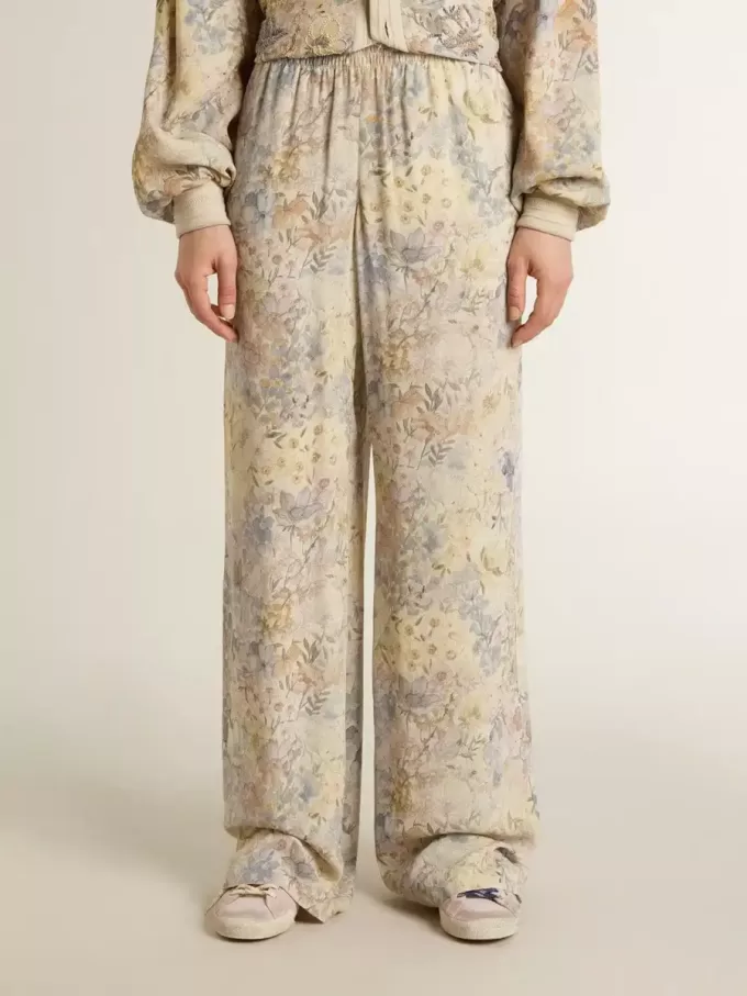 Pantaloni de jogging multicolori pentru femei, cu imprimeu floral Pantaloni de jogging multicolori pentru femei, cu imprimeu floral