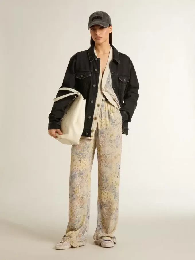 Pantaloni de jogging multicolori pentru femei, cu imprimeu floral Pantaloni de jogging multicolori pentru femei, cu imprimeu floral