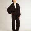 Pantaloni de jogging negri din viscoză pentru femei Pantaloni de jogging negri din viscoză pentru femei