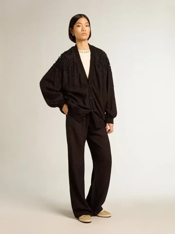 Pantaloni de jogging negri din viscoză pentru femei Pantaloni de jogging negri din viscoză pentru femei