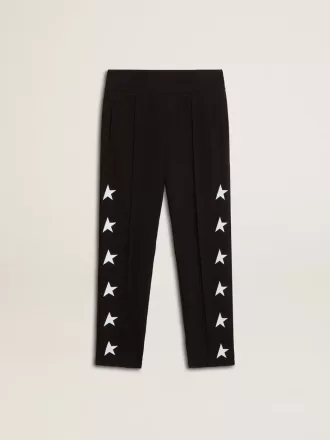 Pantaloni de jogging negri pentru băieți, cu stele albe