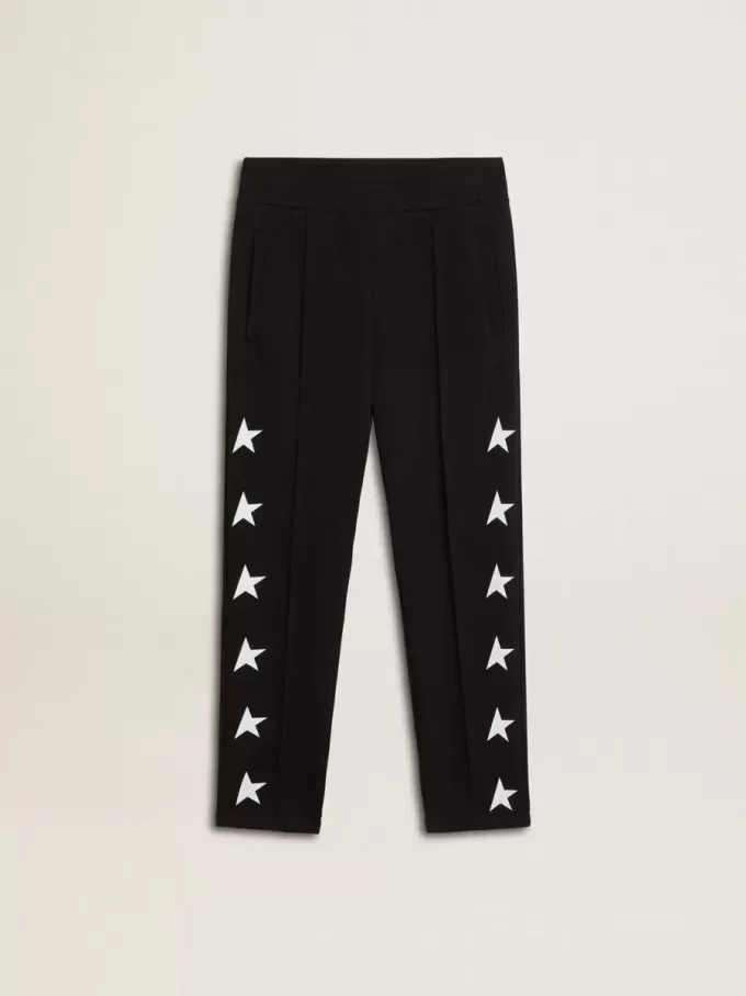 Pantaloni de jogging negri pentru băieți, cu stele albe Pantaloni de jogging negri pentru băieți, cu stele albe
