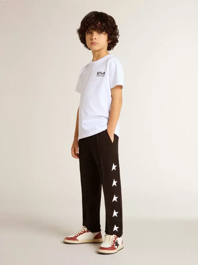Pantaloni de jogging negri pentru băieți, cu stele albe Pantaloni de jogging negri pentru băieți, cu stele albe